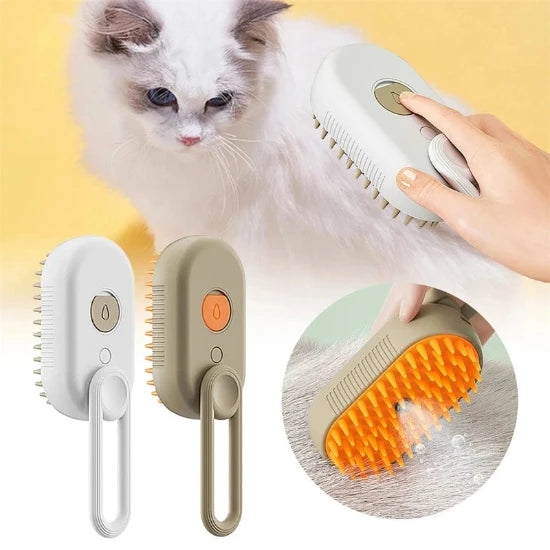 Caline Brosse™ : Brosse de toilettage pour chats sensibles, avec fonction de pulvérisation unique - PLEZANIMO