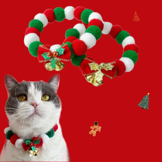 Collier de Noël douillet pour chat – Collier à col nœud pour câliner votre chat - PLEZANIMO